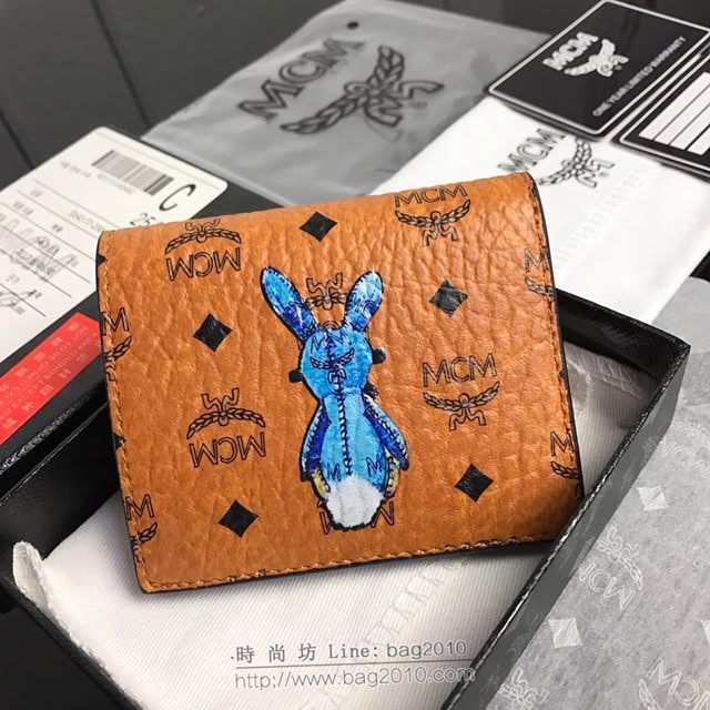 MCM錢包 原單 8014 兔子款兩折錢包 3D絲印圖案 MCM女短錢包 MCM零錢包  mdmc1336